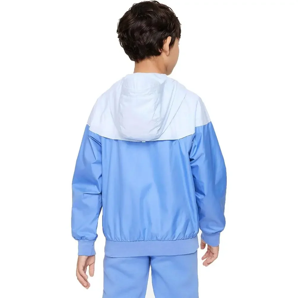 Nike Boys Windrunner Water Repellent Jacket Polar Blue White Activewear NWT M